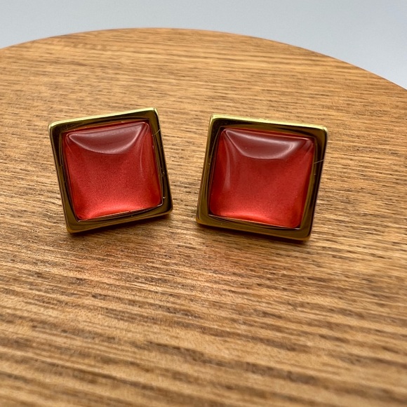 Classic Flirty Stud Earrings - Gold Boho Chic Square & Round Stud Earrings - Picture 15 of 15